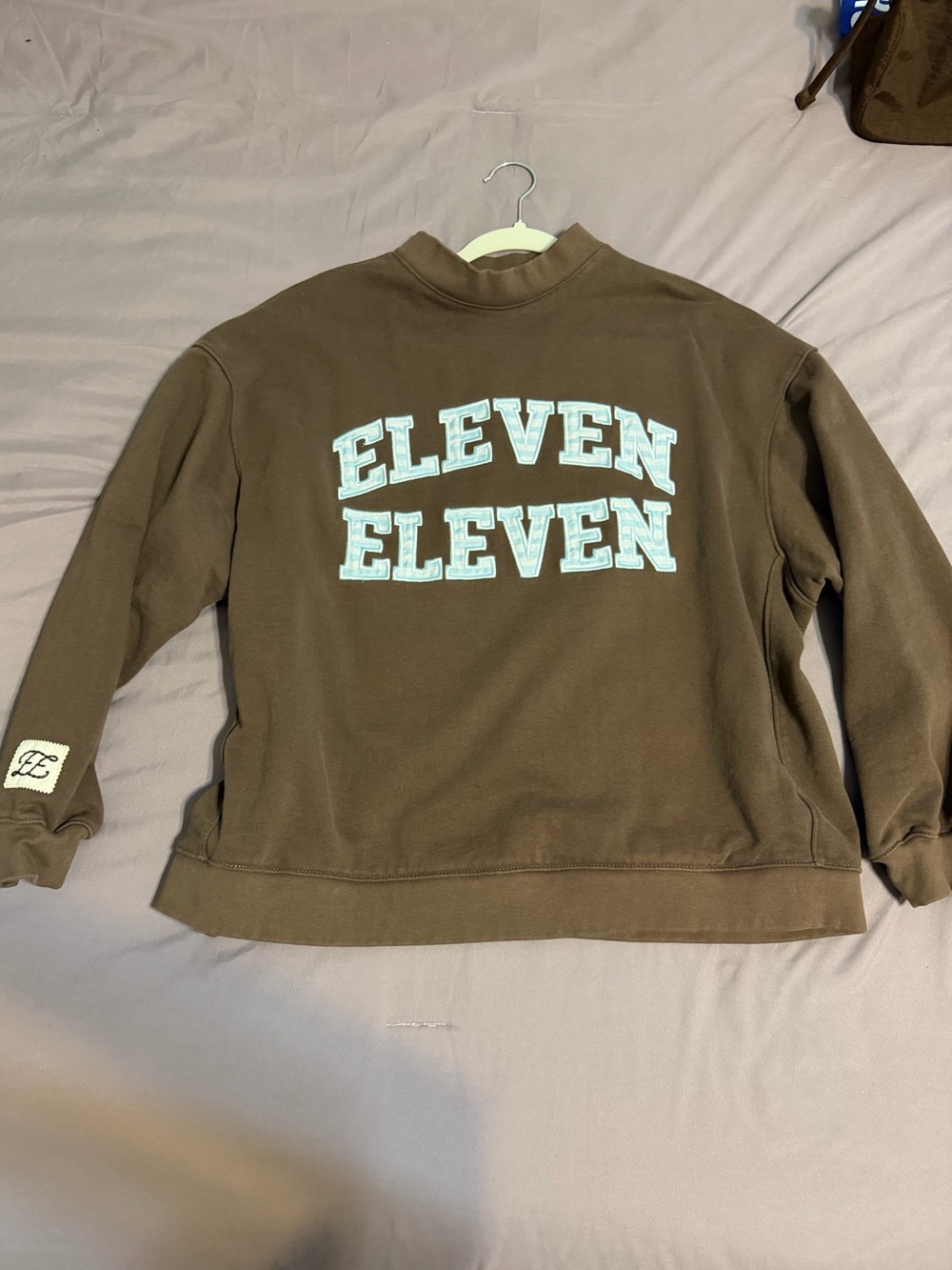 Eleven Eleven Brown and Blue Striped Mockneck